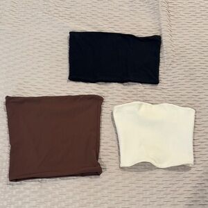 Zara Crop Tops Set - Black, Brown, Cream